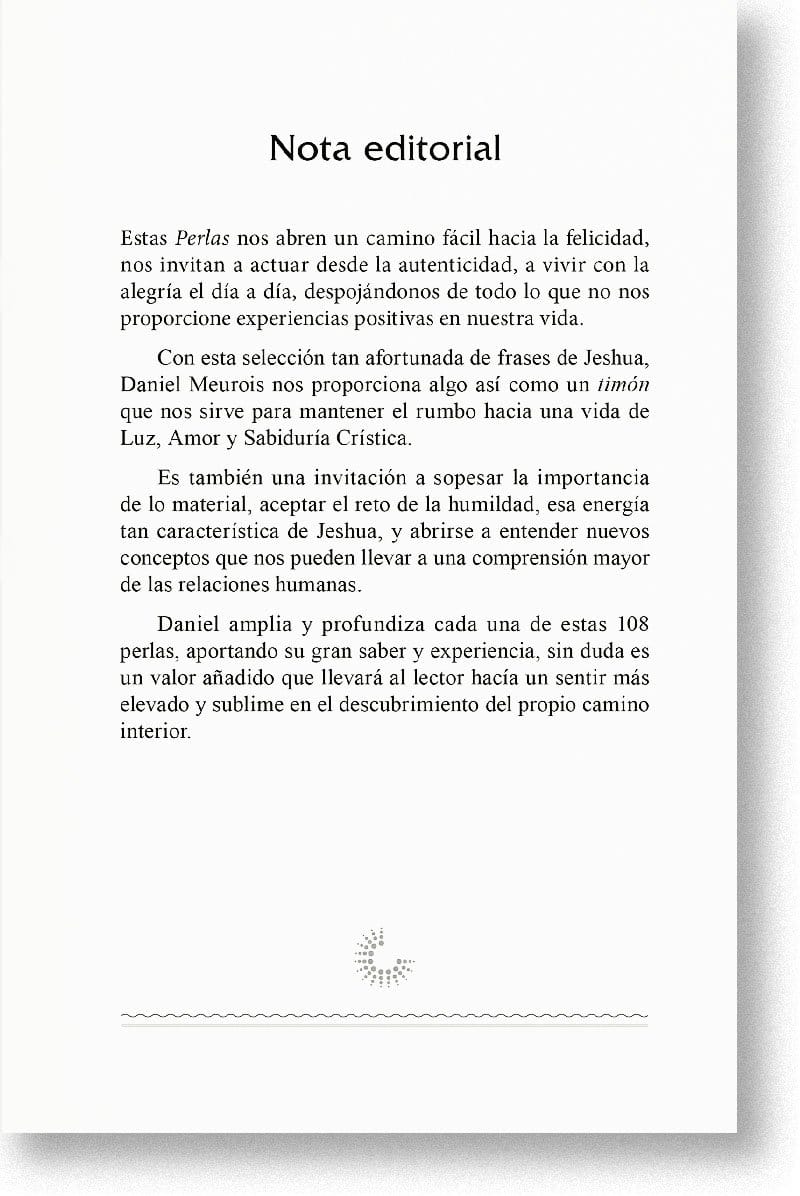 Nota editorial del libro 108 Perlas del Cristo