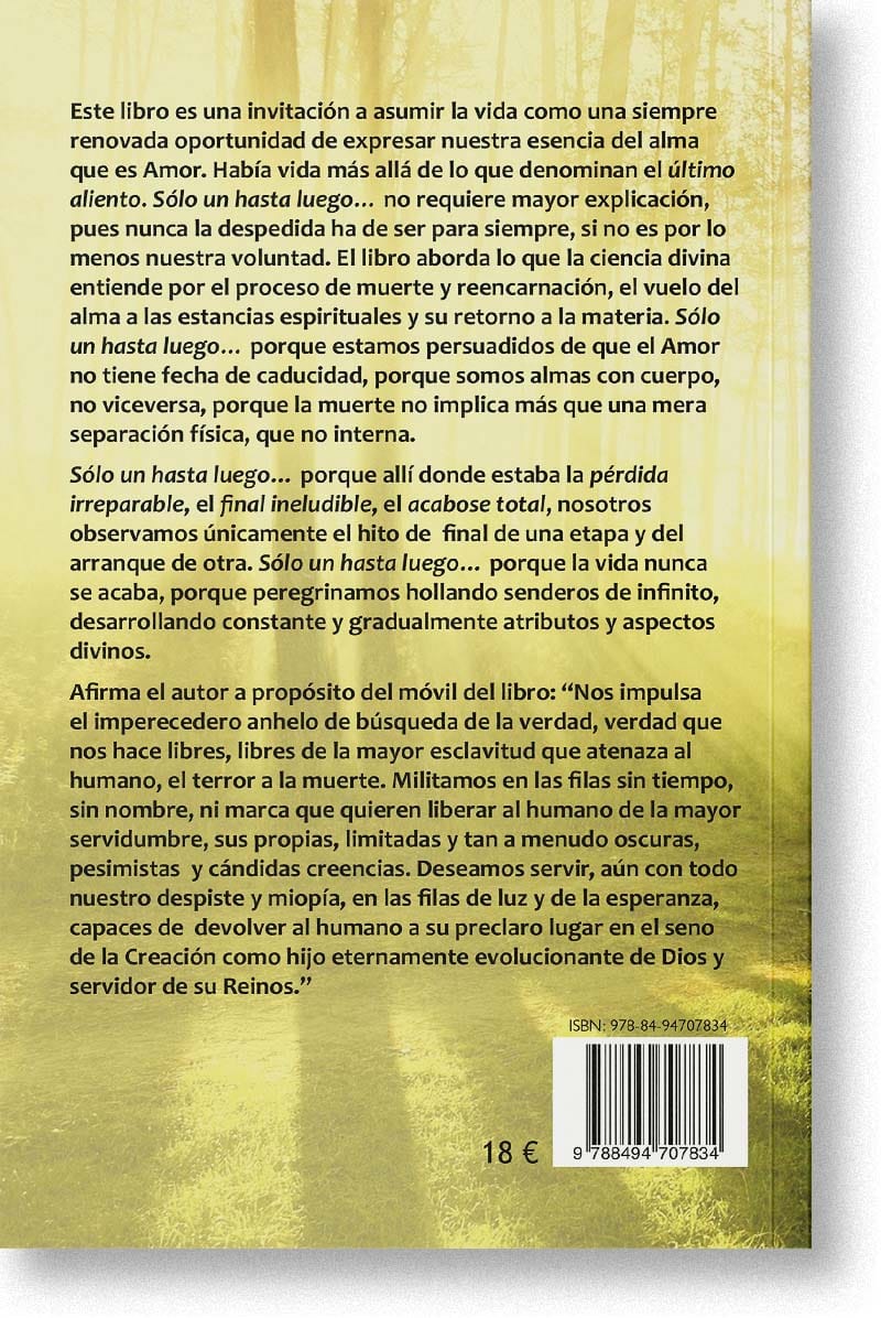 Contraportada del libro Solo un hasta luego...