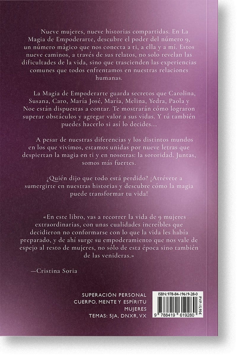 La magia de empoderarte. Este libro ofrece al lector una ayuda para empoderarse en los momentos en los que más podría necesitarlo. 9 experiencias para superar la violencia de género, el abuso sexual en la infancia, la enfermedad o la pérdida de un hijo